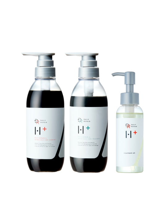 【DRH+】 エイジングスカルプケア シャンプー＆トリートメント＆ヘアオイル （ヘマチン配合）／3点セット